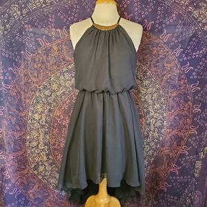 Lily Rose Black Halter Style Neck w/ Faux Necklace Hi-low Dress Juniors Large
